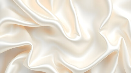 Obraz premium Elegant, flowing ivory silk fabric with soft folds and highlights, creating a luxurious backdrop.