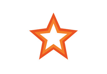 Obraz premium Illustration of a layered orange star with a white background and a minimalist design style