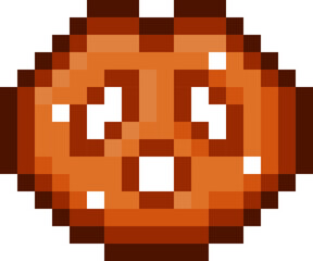 Pixelated Salted Pretzel Outlined