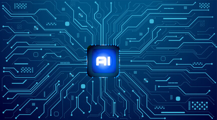 AI Core in Blue Circuit System