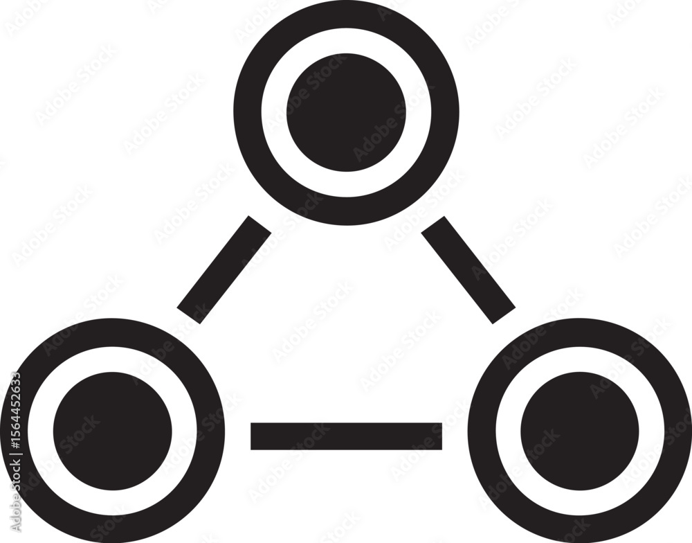 Poster vector illustration of a connected nodes forming a triangular network structure with lines and circl