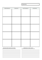 A4 Size Simple Monthly Planner Template Pages