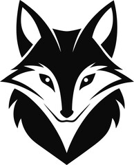 The swift fabled fox head, wolf head icon on black and white background vector  art silhouette design