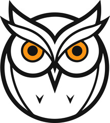 Owl bird head round eyes silhouette vector illustration.