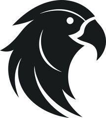 Macaw bird head exotic detail silhouette vector illustration.