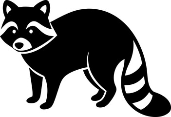 black white raccoon head logo and icon, clip art vector