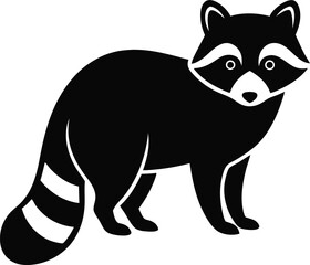 black white raccoon head logo and icon, clip art vector