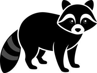 black white raccoon head logo and icon, clip art vector