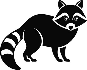 black white raccoon head logo and icon, clip art vector