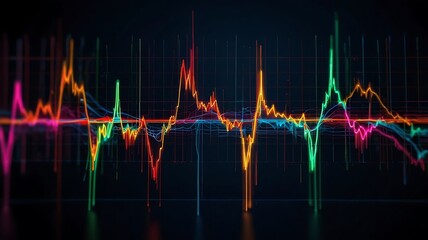 Vibrant neon data streams abstract analytics