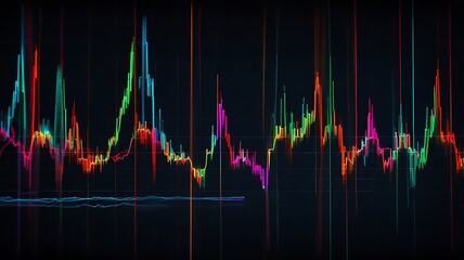 Vivid colorful financial charts stock market data visualization