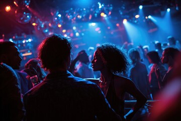 People dance on music in nightclub. High quality