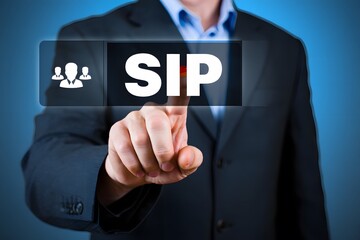 Man Pressing SIP Button for Business Communication and Customer Service Solutions