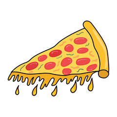 Cartoon Cheese Pizza Slice with Pepperoni and Melting Cheese