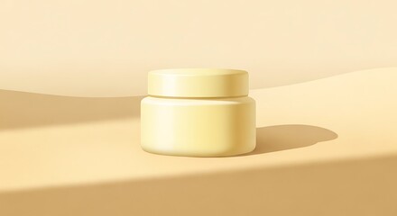 Cream jar mockup on a light beige surface.