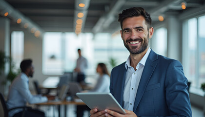 businessman using tablet computer