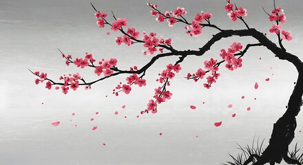 Delicate blossom branches against a muted backdrop.