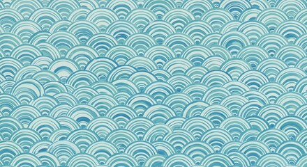 Repeating pattern of light teal concentric circles.