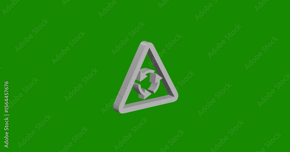 Poster isolated realistic white roundabout sign front view with shadow. 3d illustration on green chroma key