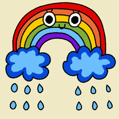 rainbow and clouds There is a background