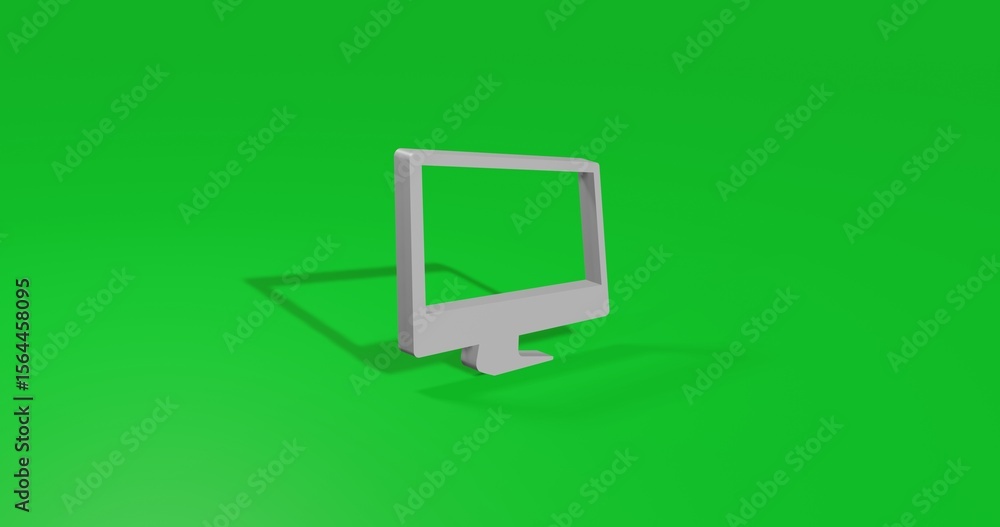Poster isolated realistic white monoblock symbol front view with shadow. 3d illustration on green chroma ke