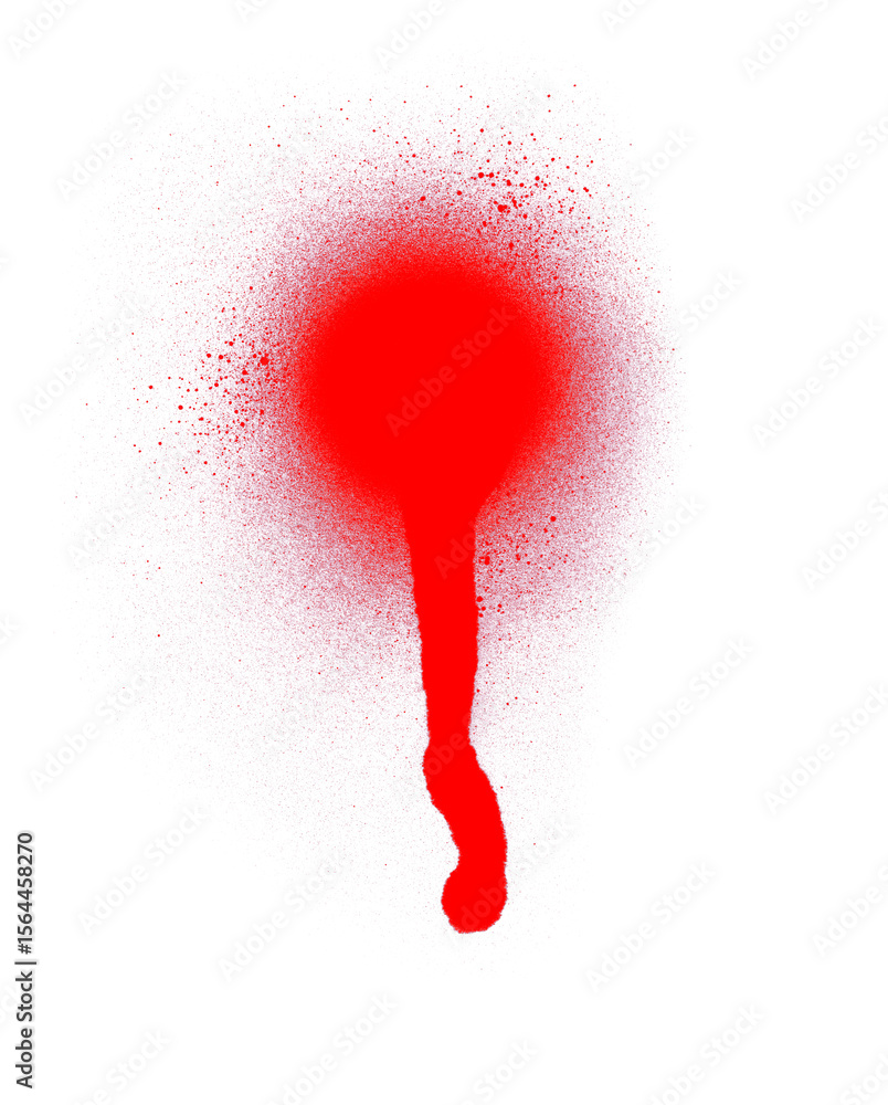 Poster vibrant red spray paint drip on transparent backdrop a dynamic element for urban art and graphic des