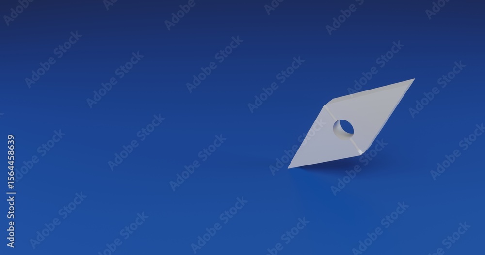 Poster isolated realistic white compass symbol with shadow. located on the right side of the scene. 3d illu