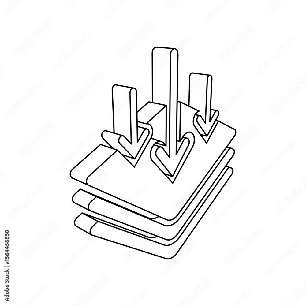 Poster the outline of a large absorbent symbol is made with black lines. 3d view of the object in perspecti