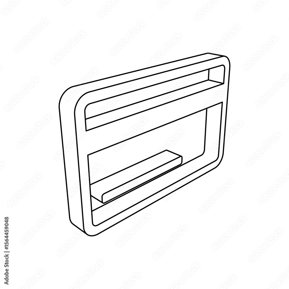Poster the outline of a large credit card symbol is made with black lines. 3d view of the object in perspec