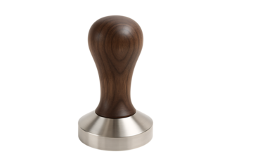 Dark wood coffee tamper isolated on transparent background