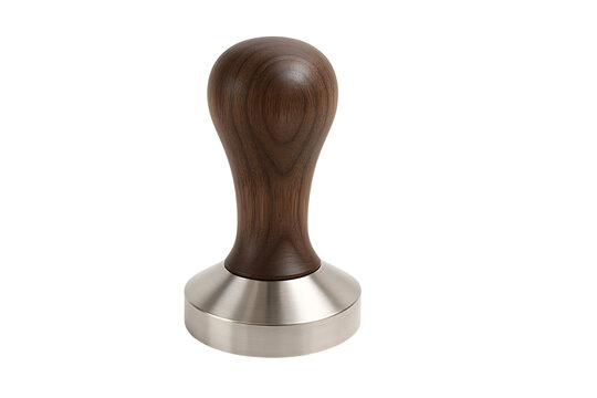 Dark wood coffee tamper isolated on transparent background