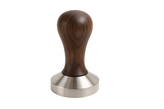 Dark wood coffee tamper isolated on transparent background