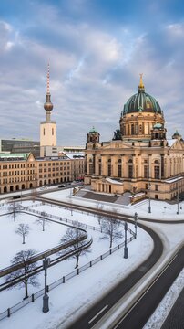 A large building with a dome on top