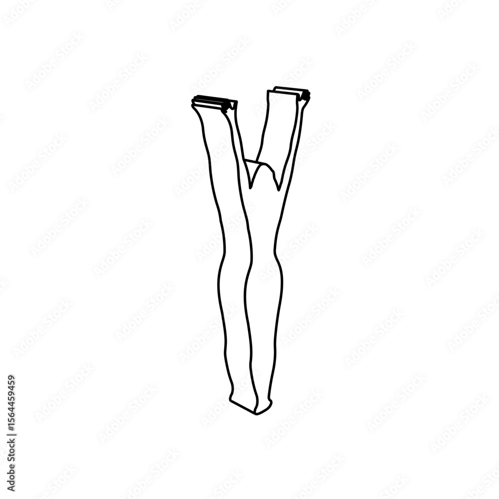 Poster the outline of a large woman stretches symbol is made with black lines. 3d view of the object in per