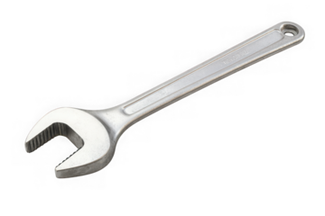 Silver wrench spanner tool for mechanics, engineers, and diy projects - high-quality image for design and illustration, isolated on transparent background