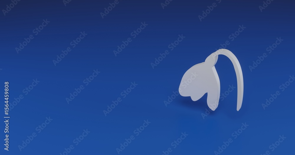 Aufkleber isolated realistic white snowdrop with shadow. located on the right side of the scene. 3d illustrati