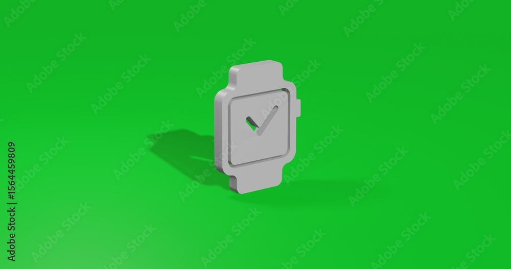 Poster isolated realistic white smart watch symbol front view with shadow. 3d illustration on green chroma 