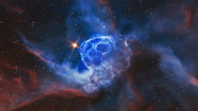 The thor helmet nebula in Canis Major constellation surrounded by stars and gas clouds.