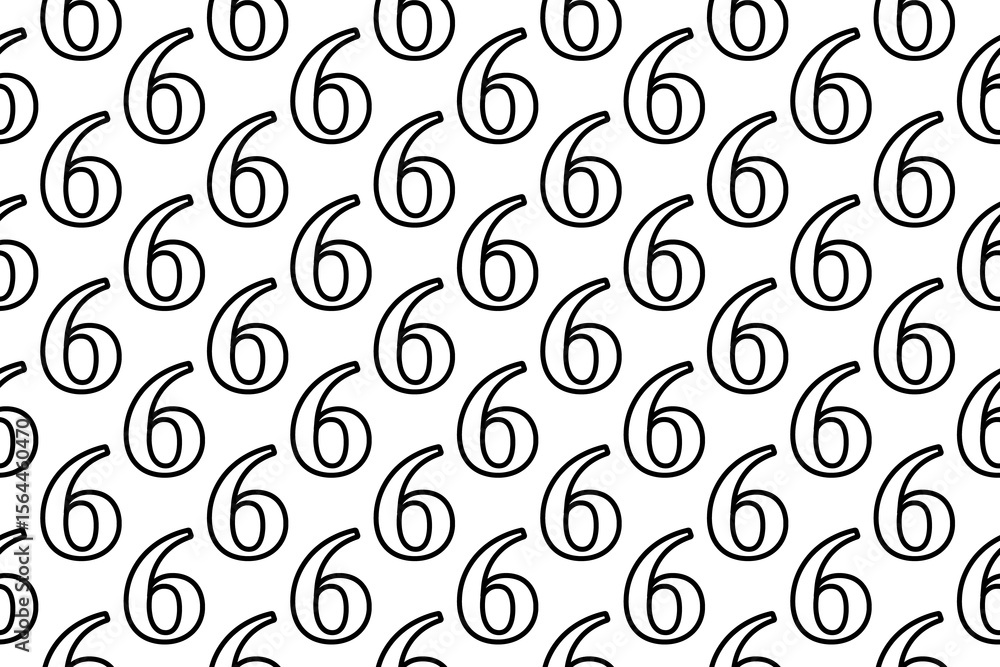 Poster seamless pattern completely filled with outlines of number six symbols. elements are evenly spaced. 