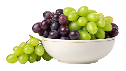 Green and red grapes in a white bowl fresh fruit