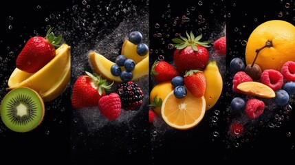 Fresh fruit salad in a glass bowl, bursting with healthy apple, orange, strawberry, banana, grape, kiwi, and pineapple