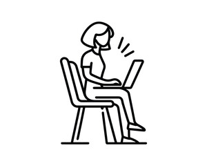 Woman working on laptop in chair