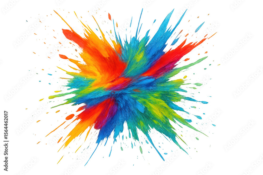Poster vibrant colors exploding from center, spreading dynamic energy across transparent background with ab