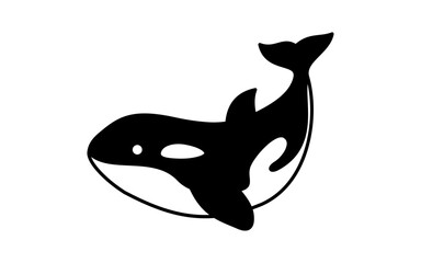 シャチのシンプルな線画イラスト、夏のアイソメトリックイラスト © TKM