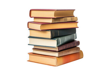 Stack of old books pile knowledge education reading literature study learning pile of books isolated on transparent background