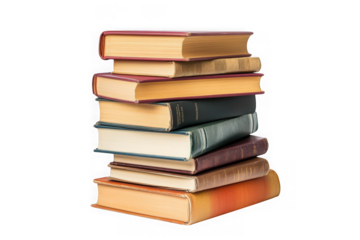 Stack of old books pile knowledge education reading literature study learning pile of books isolated on transparent background