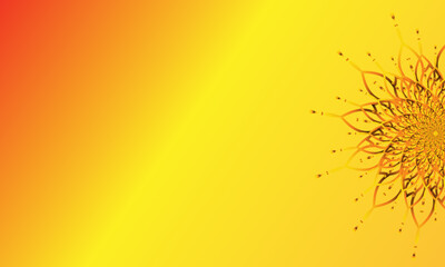 Abstract Yellow Floral Mandala Design on Bright Gradient Background