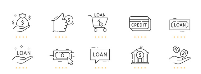 Loan, credit line icons. Editable stroke