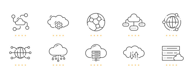 Web hosting, computing line icons. Editable stroke