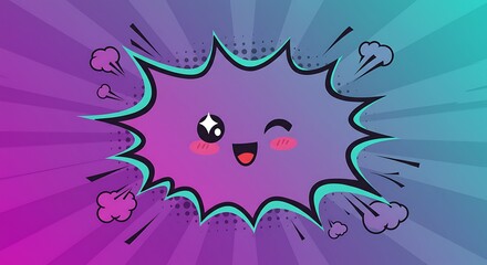 A cartoon speech bubble with a happy expression.